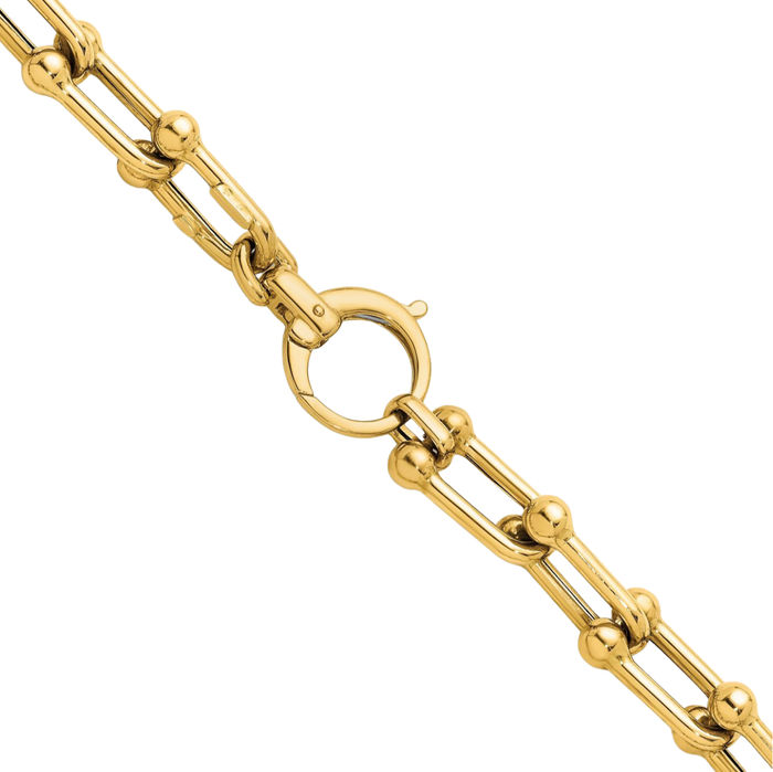 14K Solid Yellow Gold 7mm Anchor Mariner Link Chain Necklace