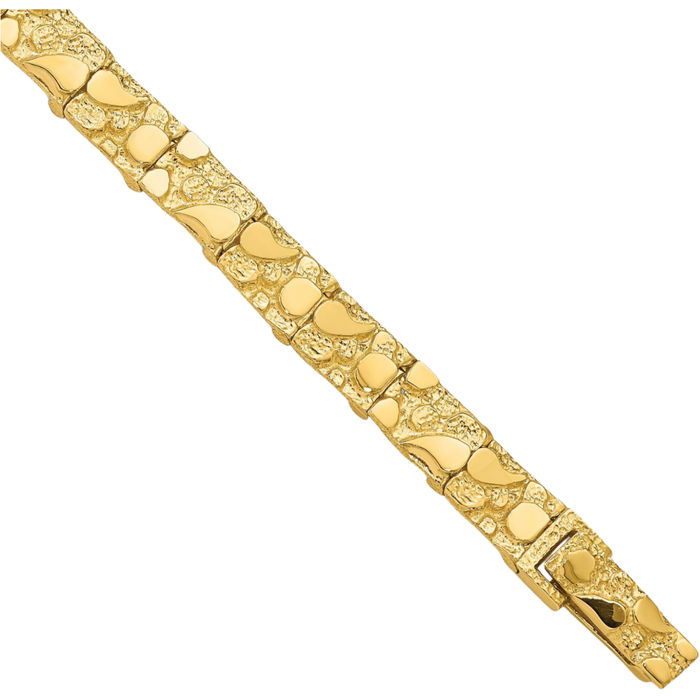 14K Solid Yellow Gold 7mm Chunky Nugget Chain Bracelet