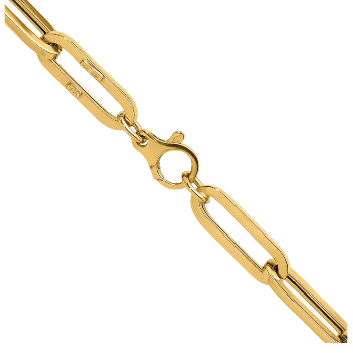 14K Solid Yellow Gold 7mm Paperclip Cable Rolo Link Chain Belcher Necklace