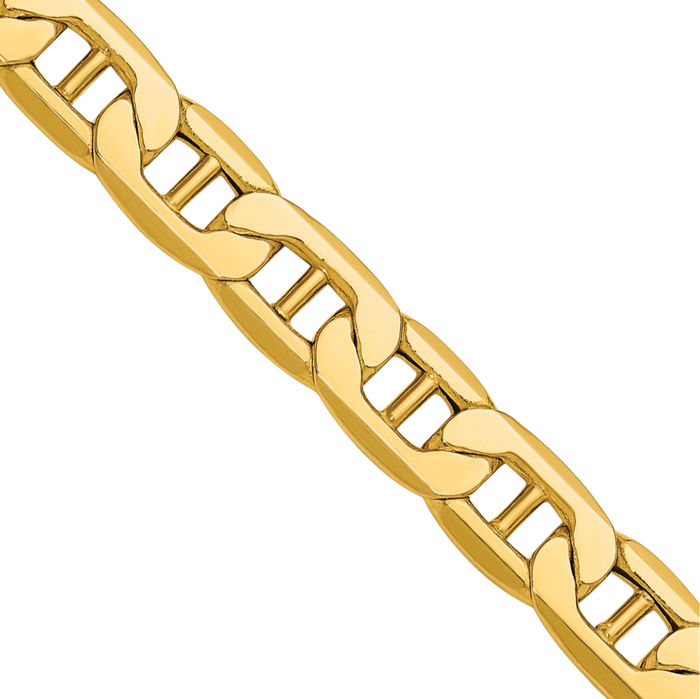 14K Solid Yellow Gold 8.25mm Anchor Mariner Link Chain Necklace