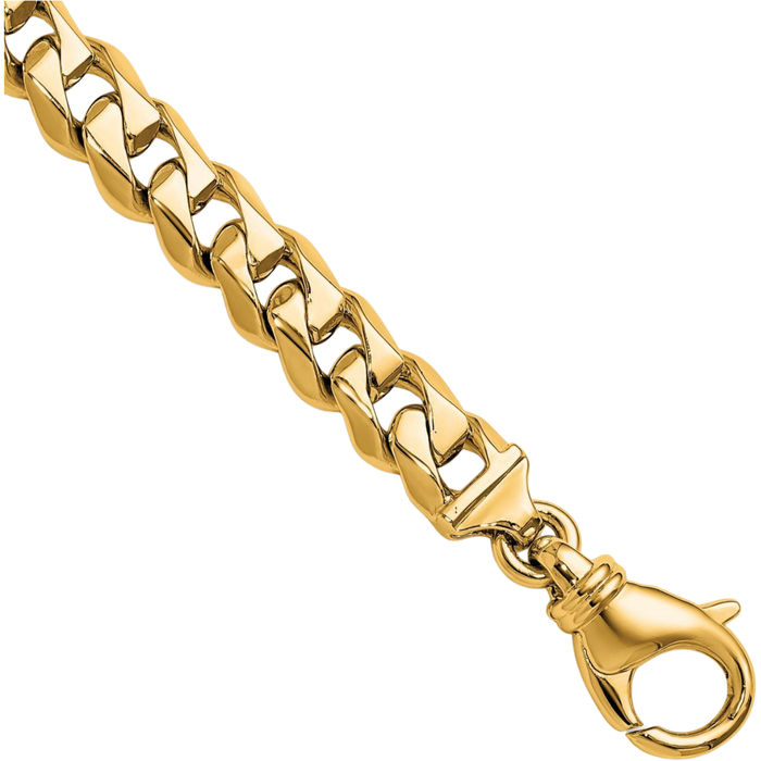 14K Solid Yellow Gold 8.2mm Curb Link Chain Bracelet