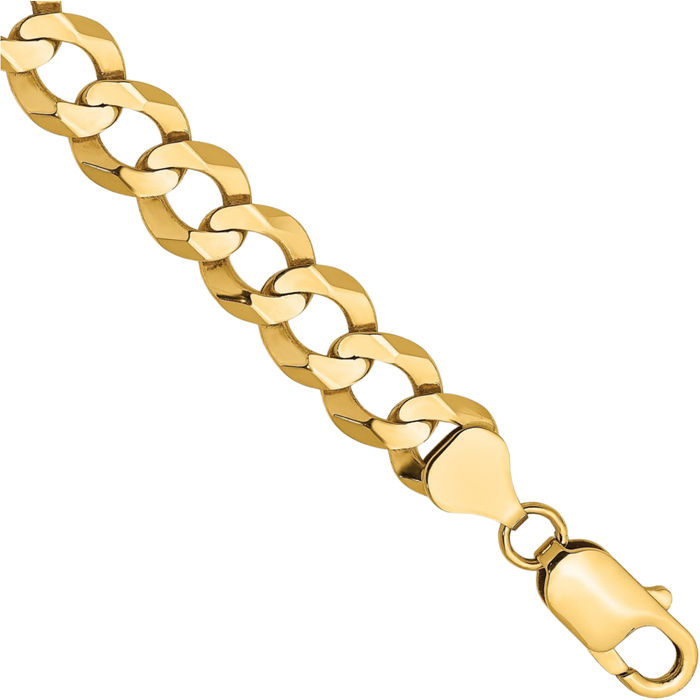 14K Solid Yellow Gold 8.3mm Cuban Curb Link Chain Bracelet