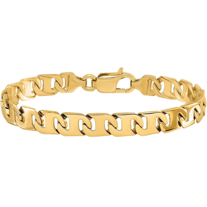 14K Solid Yellow Gold 8.4mm Link Chain Bracelet