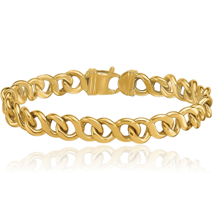 14K Solid Yellow Gold 8.5mm Link Chain Bracelet