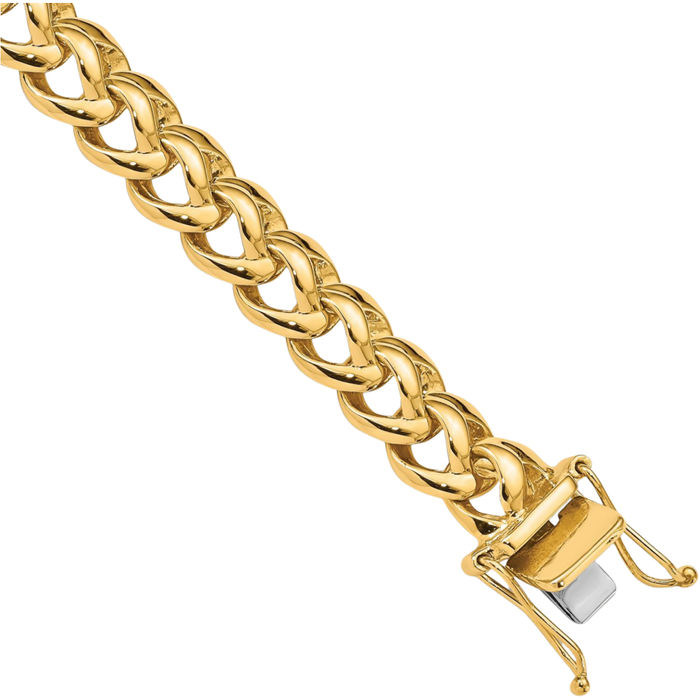 14K Solid Yellow Gold 8.6mm Box Link Chain Bracelet