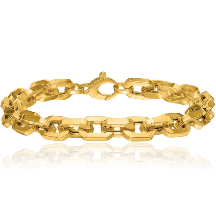 14K Solid Yellow Gold 8.7mm Link Chain Bracelet