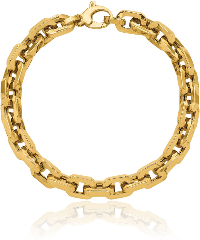 14K Solid Yellow Gold 8.7mm Link Chain Bracelet