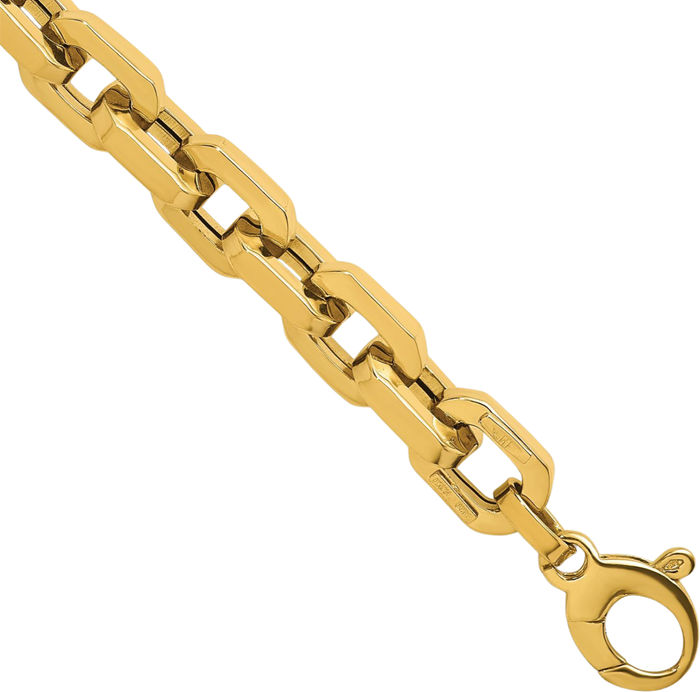 14K Solid Yellow Gold 8.7mm Link Chain Bracelet