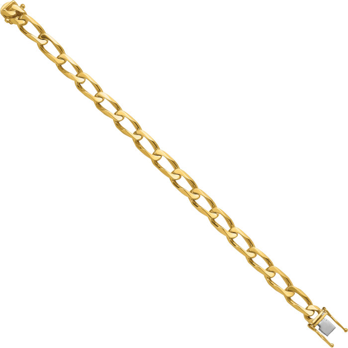 14K Solid Yellow Gold 8.8mm Curb Link Chain Bracelet