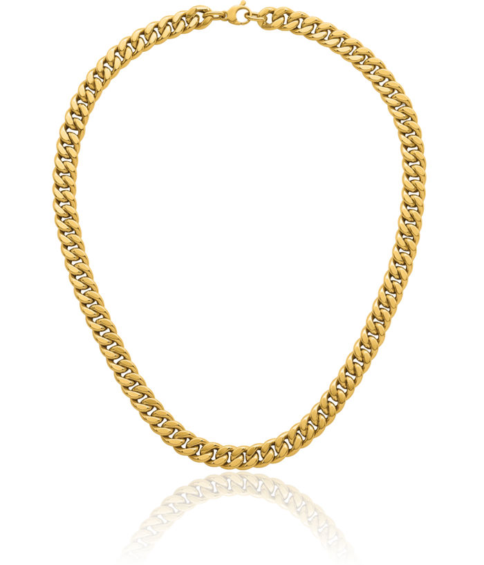 14K Solid Yellow Gold 8.8mm Curb Link Chain Necklace