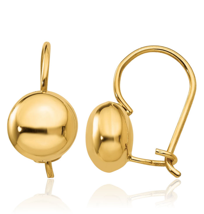 14K Solid Yellow Gold 8mm Button Stud Earrings