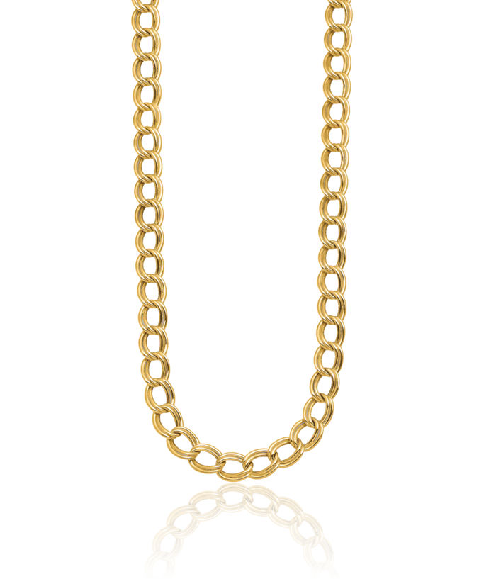 14K Solid Yellow Gold 8mm Double Link Chain Necklace