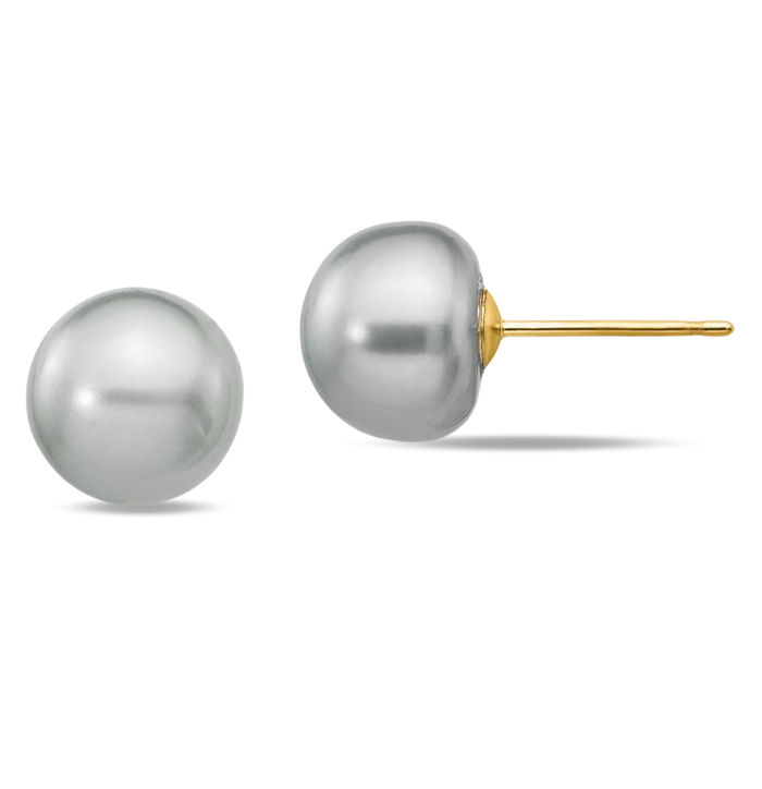 10k solid gold 6mm white freshwater button pearl studs shops earrings (no backs)