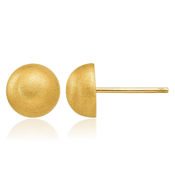 14K Solid Yellow Gold 8mm Half Ball Stud Earrings