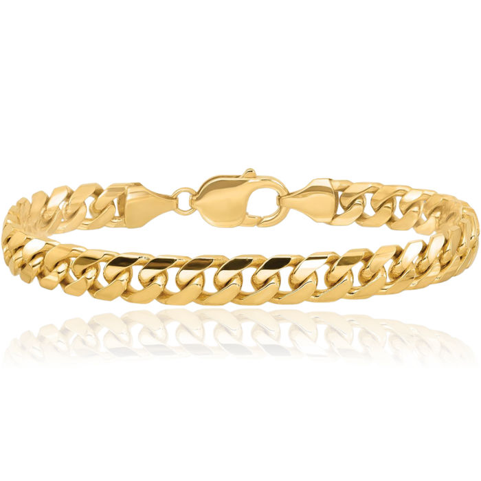 14K Solid Yellow Gold 8mm Miami Cuban Curb Link Chain Bracelet