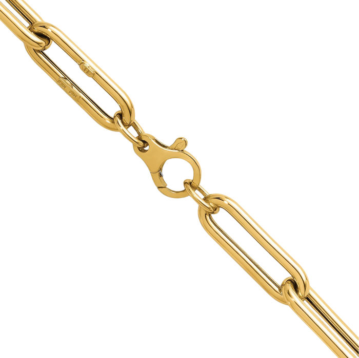 14K Solid Yellow Gold 8mm Paperclip Cable Rolo Link Chain Belcher Necklace