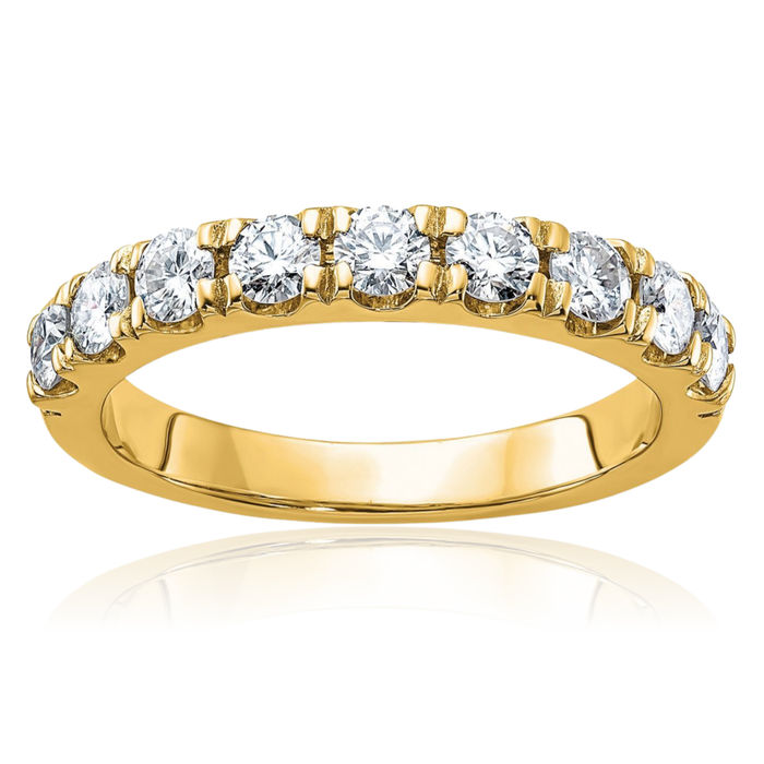 14K Solid Yellow Gold 9 Stone Moissanite Ring