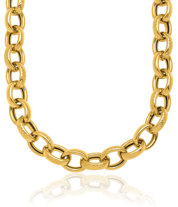 14K Solid Yellow Gold 9.5mm Cable Rolo Link Chain Belcher Necklace