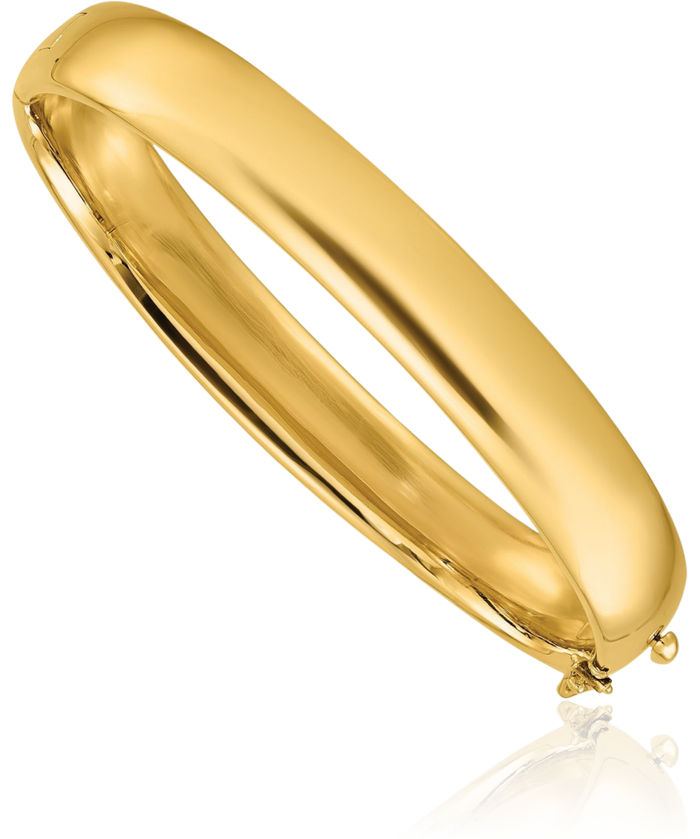 14K Solid Yellow Gold 9.8mm Bangle Bracelet