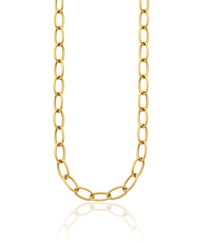 14K Solid Yellow Gold 9mm Oval Cable Rolo Link Chain Belcher Necklace