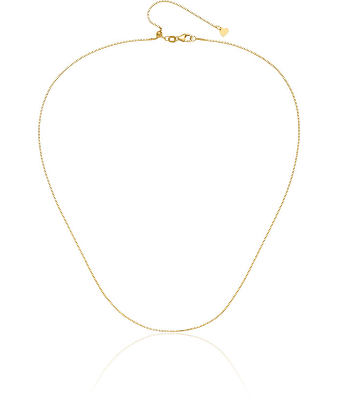 14K Solid Yellow Gold Adjustable 0.8mm Box Link Chain Necklace