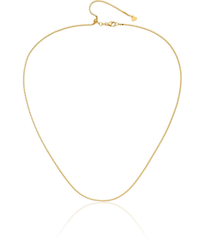 14K Solid Yellow Gold Adjustable 1.2mm Box Link Chain Necklace