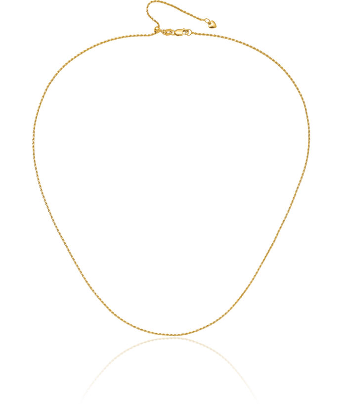 14K Solid Yellow Gold Adjustable 1.2mm Rope Chain Twisted Link Necklace