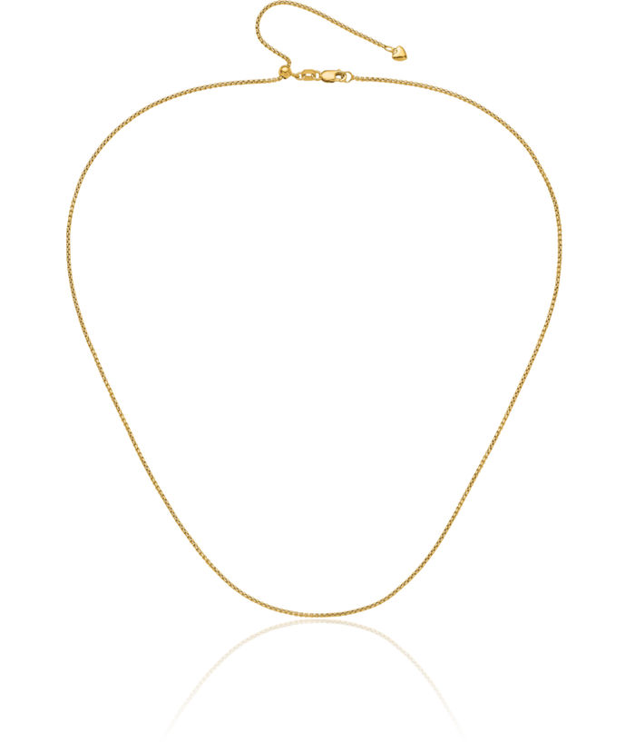 14K Solid Yellow Gold Adjustable 1.35mm Round Box Link Chain Necklace