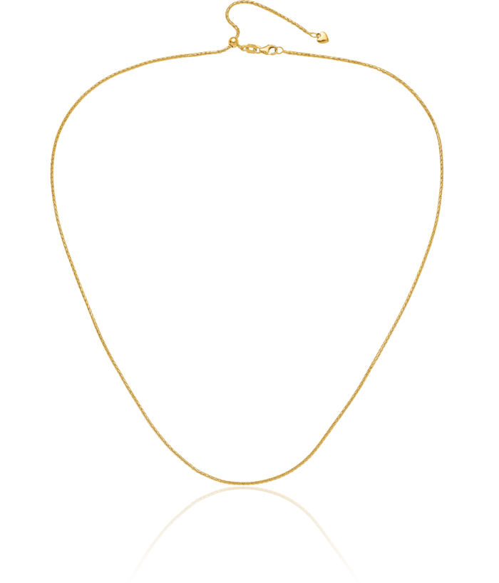 14K Solid Yellow Gold Adjustable 1.3mm Spiga Wheat Link Chain Necklace