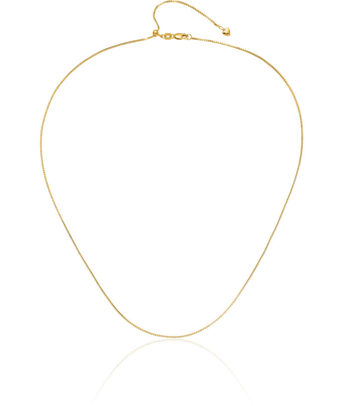 14K Solid Yellow Gold Adjustable 1mm Box Link Chain Necklace