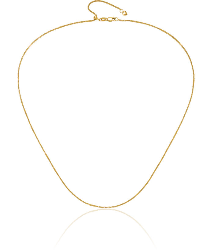 14K Solid Yellow Gold Adjustable 1mm Spiga Wheat Link Chain Necklace