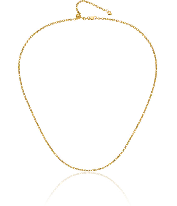 14K Solid Yellow Gold Adjustable 2.5mm Cable Rolo Link Chain Belcher Necklace