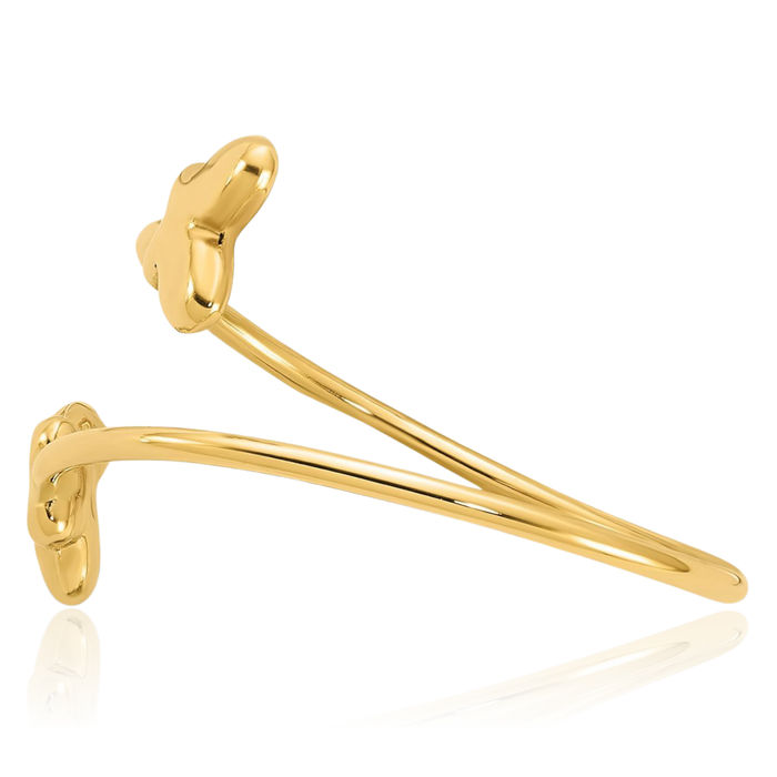 14K Solid Yellow Gold Adjustable Butterfly Wings Statement Ring