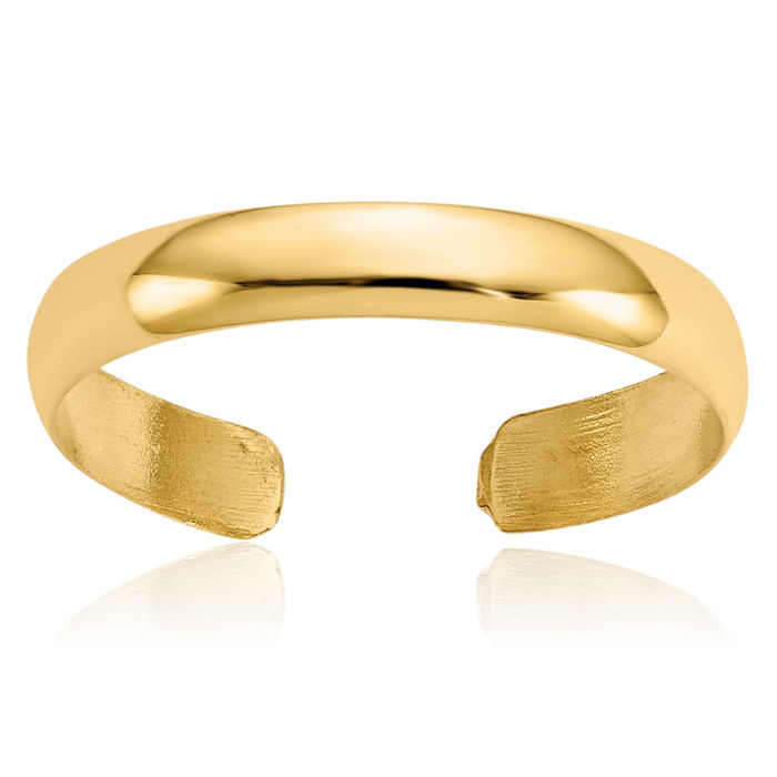 14K Solid Yellow Gold Adjustable Toe Ring Open Midi Band Summer Beach Jewelry