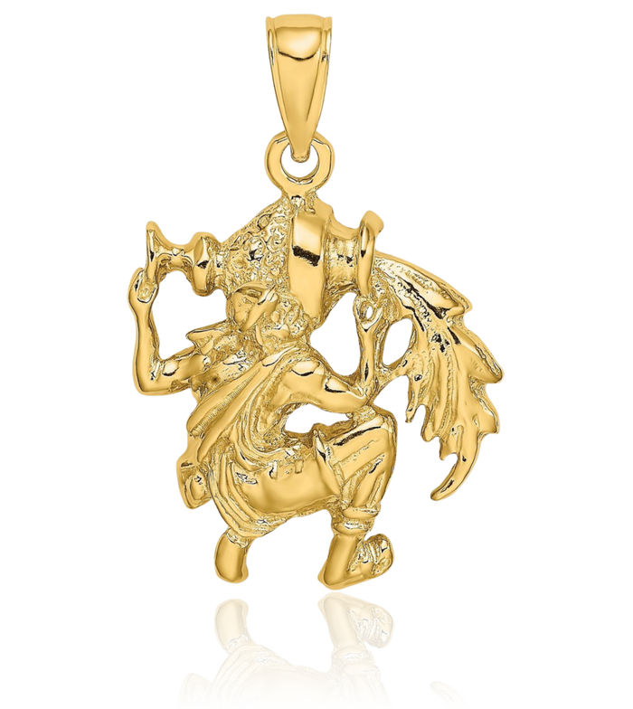 14K Solid Yellow Gold Aquarius Zodiac Necklace Water Bearer Horoscope Pendant January February Birthday Charm Astrology Jewelry