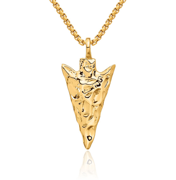 14K Solid Yellow Gold Arrow Head Necklace Chain Pendant Charm