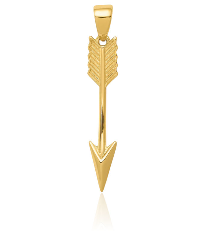 14K Solid Yellow Gold Arrow Necklace Chain Pendant Charm