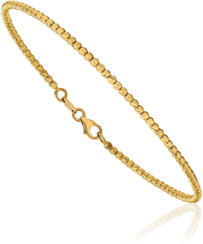 14K Solid Yellow Gold Beaded Ball Chain Bracelet