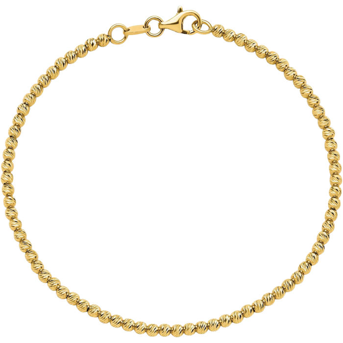 14K Solid Yellow Gold Beaded Ball Chain Bracelet