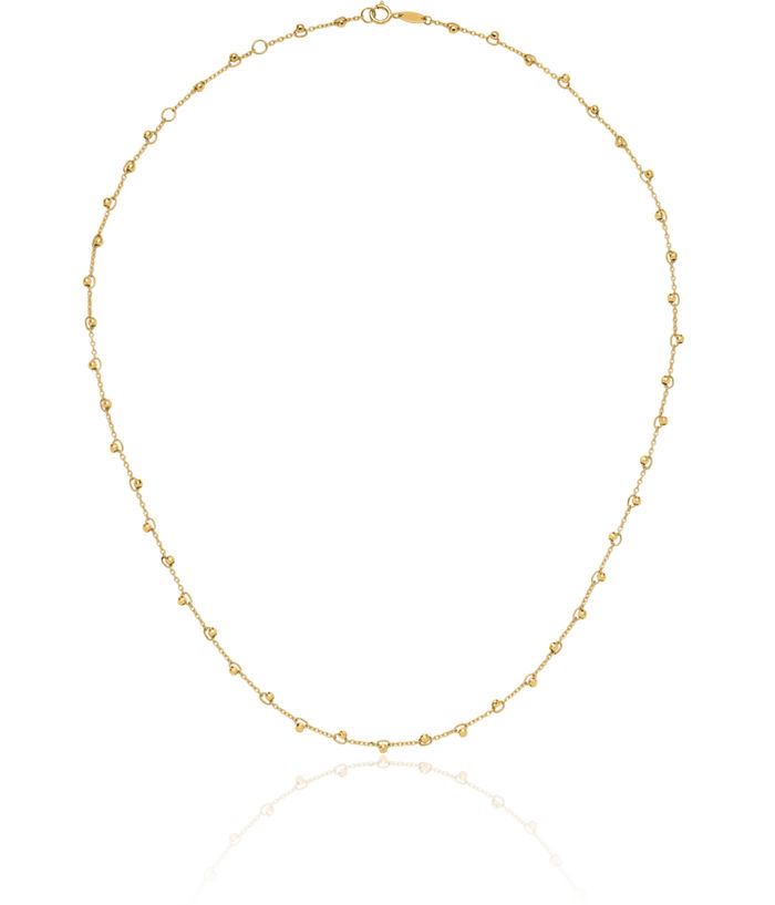 14K Solid Yellow Gold Beaded Ball Necklace Chain