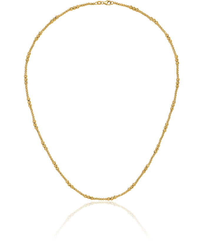 14K Solid Yellow Gold Beaded Ball Necklace Chain