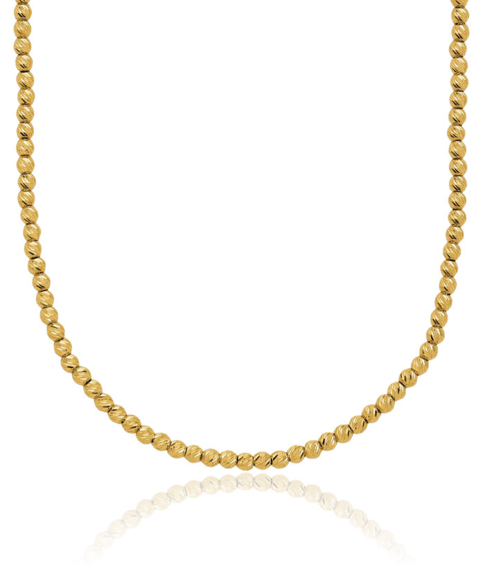 14K Solid Yellow Gold Beaded Ball Necklace Chain