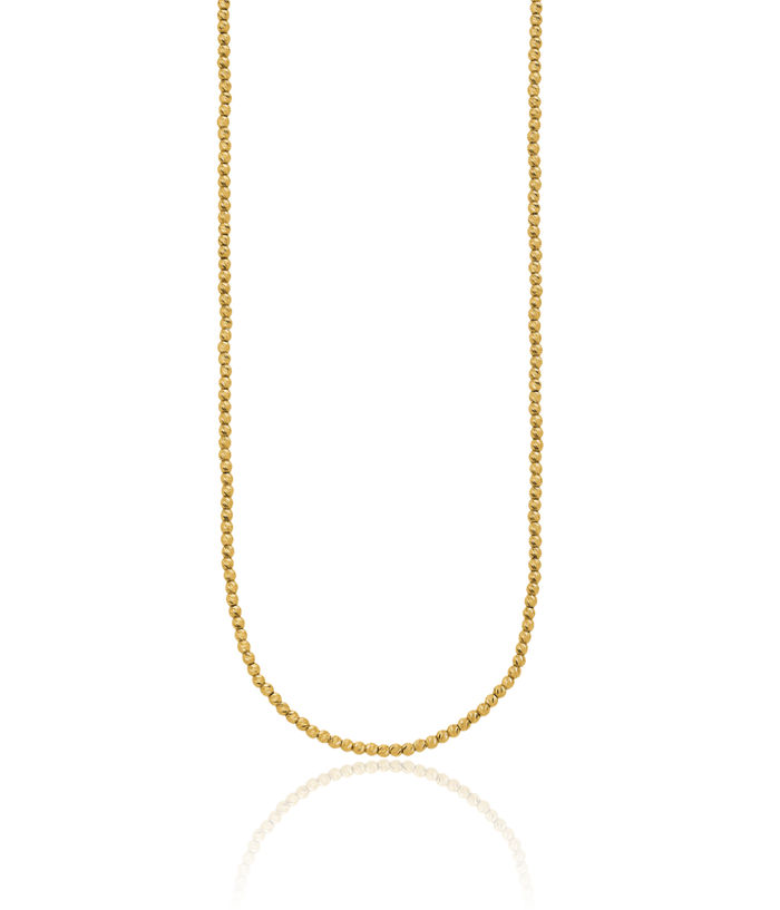 10K Solid Yellow Gold Beaded Ball Chain Necklace