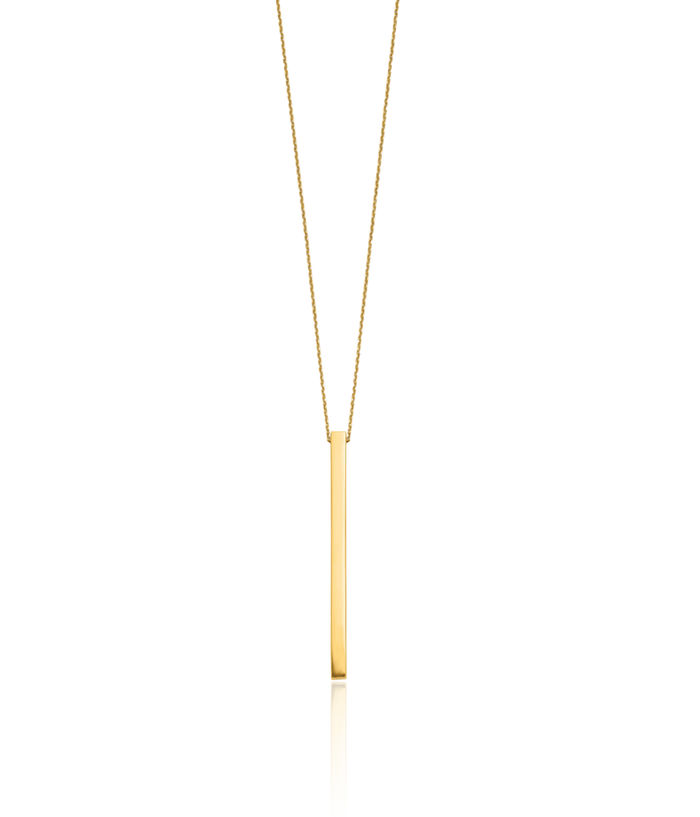 14K Solid Yellow Gold Bar Necklace Chain