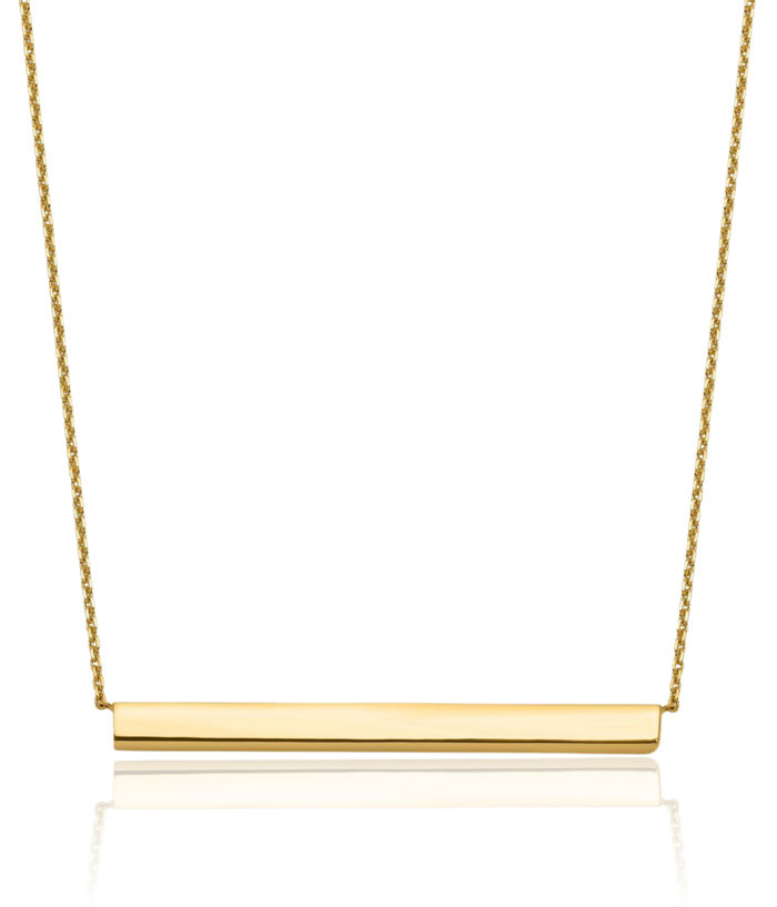 14K Solid Yellow Gold Bar Chain Necklace