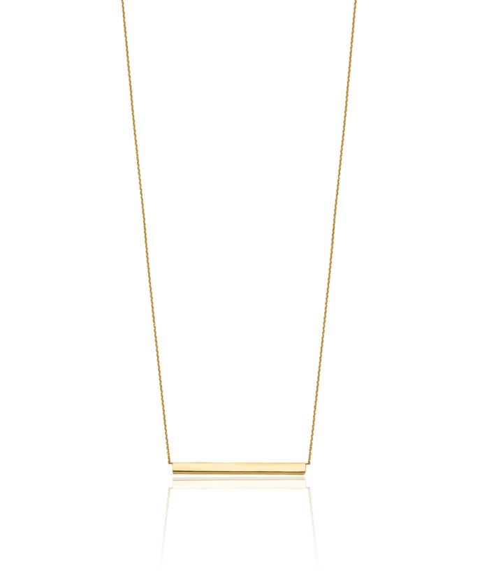 14K Solid Yellow Gold Bar Chain Necklace