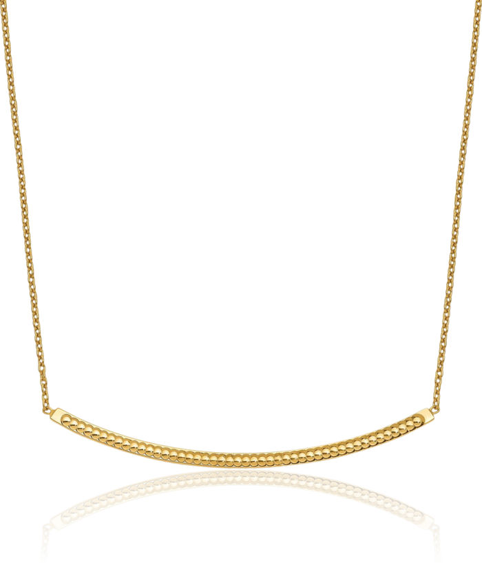 14K Solid Yellow Gold Bar Chain Necklace