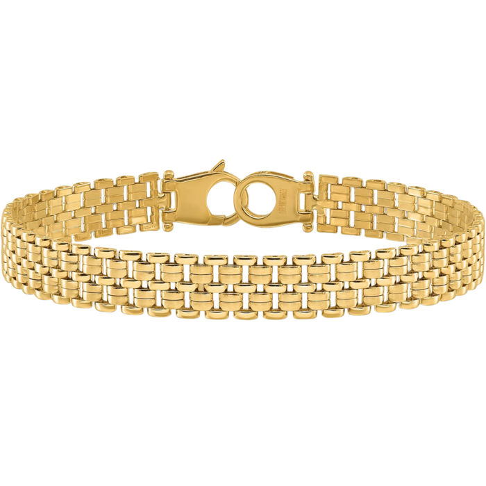 14K Solid Yellow Gold Basket Weave Chain Bracelet