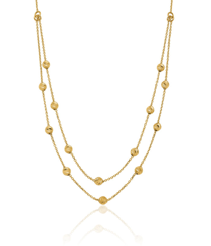 14K Solid Yellow Gold Bead Ball Chain Necklace