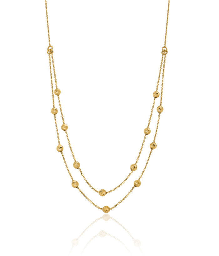 14K Solid Yellow Gold Bead Ball Chain Necklace